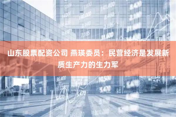 山东股票配资公司 燕瑛委员：民营经济是发展新质生产力的生力军
